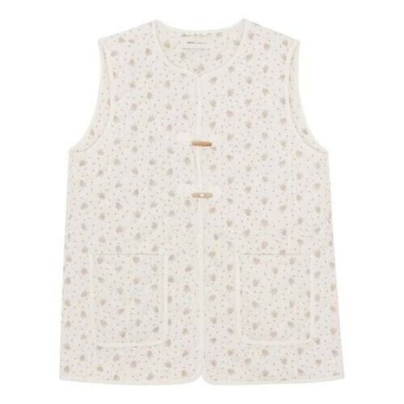 Skall Studio Provence Waistcoat Floral Printed Sleeveless Ivory Quilted Jacket M - Picture 2 of 6